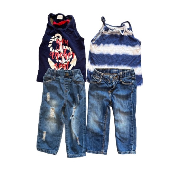 2T, 4T OLD NAVY JEANS LITTLE GIRLS JEANS, PANTS, SHIRT AND JEANS FOR GIRLS - Picture 1 of 9